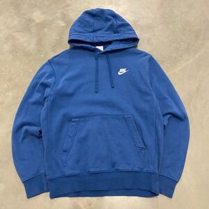 Nike Blue Pullover Hoodie Sweatshirt Men's Size Small Logo Graphic